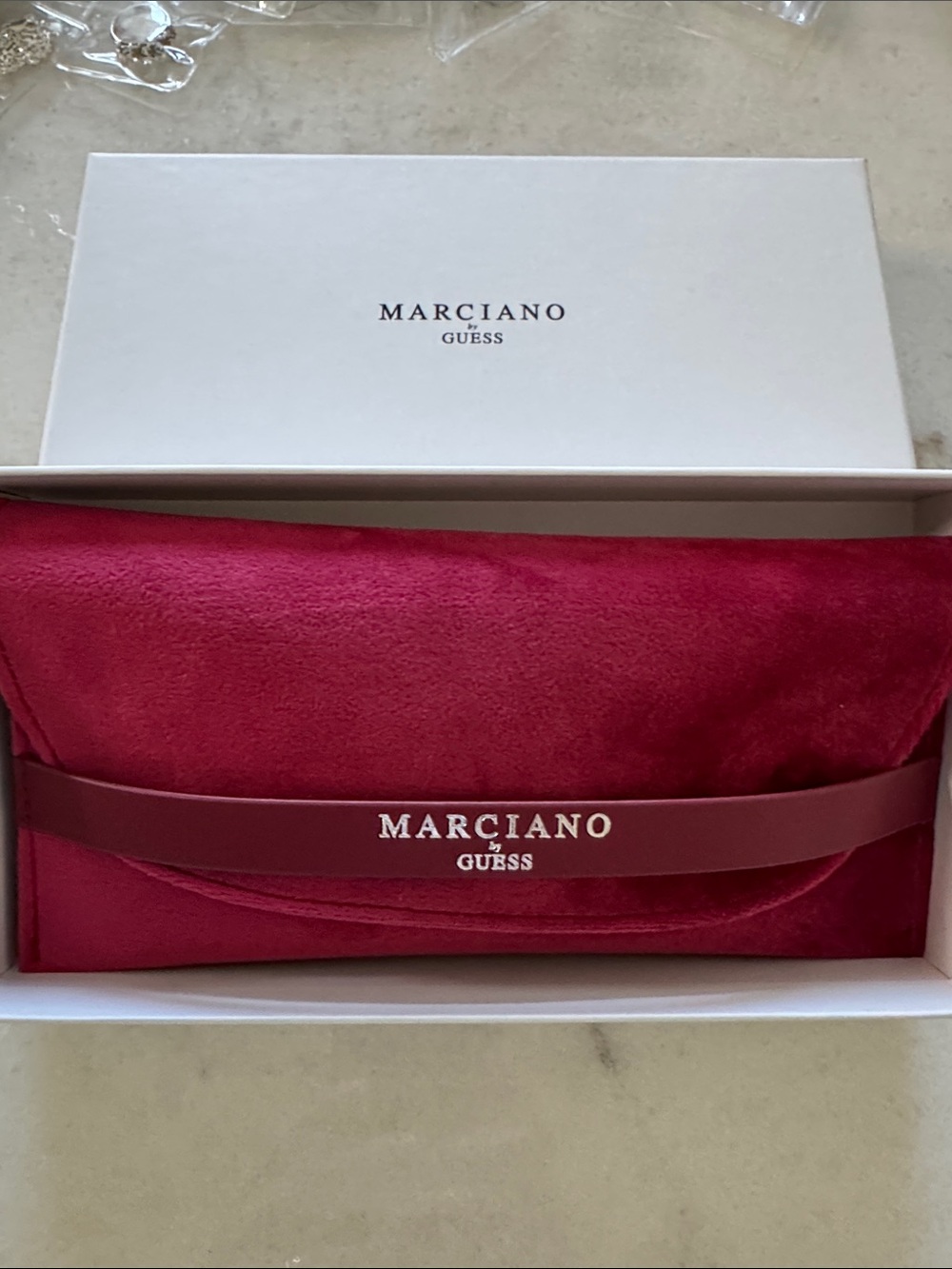 Marciano Guess Fuchsia Suede Envelope Clutch
